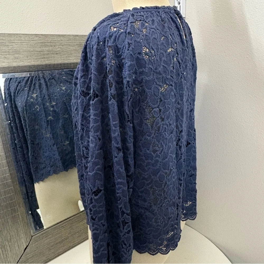 Free People Blue Ruffled Olivia lace Blouse